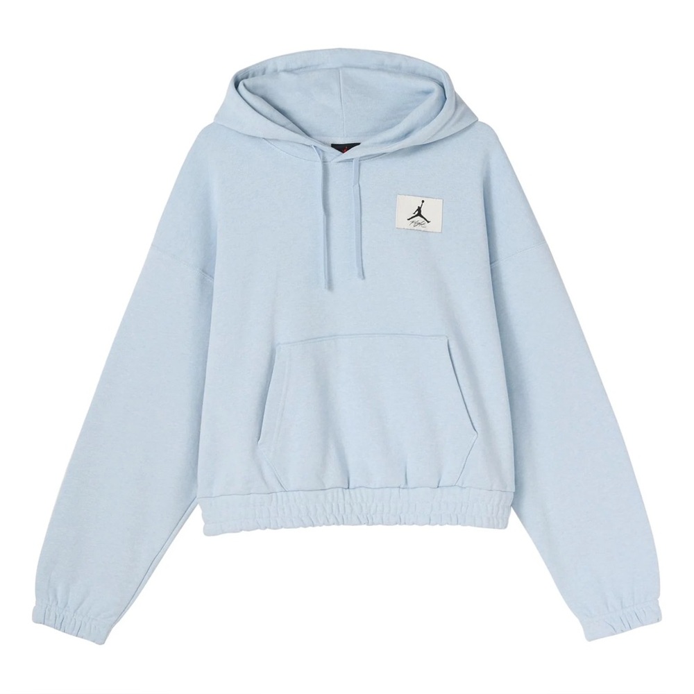 Jordan Essentials Fleece Hoodie in the Celestine Blue XS Cropped Boxy DD6998-438 - Picture 7 of 16